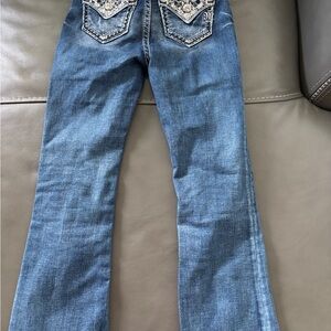 Miss Me Kids Denim Jeans with Intricate Embroidery